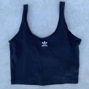 Adidas Embroidered Black Ribbed Tank Top